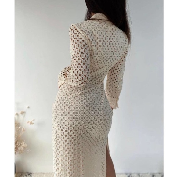 ZARA Embroidered Dress Openwork Buttons - Picture 5 of 7
